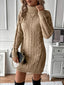 Women's Cable Knit Turtleneck Sweater Dress