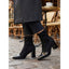 Women's cap toe chunky heel ankle boots in black