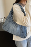 Women's Casual Everyday Denim Blue Shoulder Bag Tote