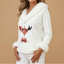 Women's Christmas Sweater with Faux Fur V-Neck and Festive Santa Print in white