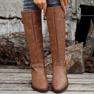 Women's classic riding knee high boots in light brown