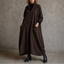 Women's Cocoon Mock Neck Maxi Dress with Pockets in brown