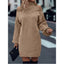 Women's Cold Shoulder Turtleneck Sweater Dress in khaki