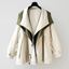 Women's color block hooded trench coat in white