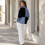 Women's Colorblock Plaid Zip-Up Sweatshirt with Stand Collar
