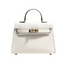 Women's Compact Vegan Leather Satchel Bag with Removable Strap in white