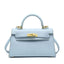 Women's Compact Vegan Leather Satchel Bag with Removable Strap in sky blue