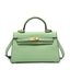 Women's Compact Vegan Leather Satchel Bag with Removable Strap in turquoise