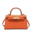Women's Compact Vegan Leather Satchel Bag with Removable Strap in orange