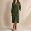Women's Corduroy Button Front Shirt Dress in olive