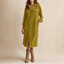 Women's Corduroy Button Front Shirt Dress in chartreuse