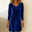Women's Cowl Neck Velvet Dress, Loose Fit Long Sleeve in royal blue