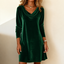 Women's Cowl Neck Velvet Dress, Loose Fit Long Sleeve in emerald green