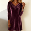 Women's Cowl Neck Velvet Dress, Loose Fit Long Sleeve in plum purple