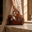 Women's Croc-Embossed Vegan Leather Tote Bag with Round Handles and Strap
