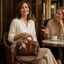 Women's Croc-Embossed Vegan Leather Tote Bag with Round Handles and Strap