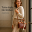 Women's Croc-Embossed Vegan Leather Tote Bag with Round Handles and Strap