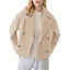 Women's cropped double breasted peacoat in apricot