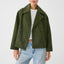 Women's cropped double breasted peacoat in military green