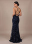 Women's Deep V-Neck Sequin Maxi Dress with Open Back