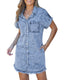 Women's Denim Shirt Dress with Frayed Hem in bay blue
