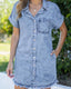 Women's Denim Shirt Dress with Frayed Hem