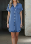 Women's Denim Shirt Dress with Frayed Hem