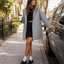 Fit of the puffer jacket at mid thigh