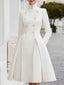 Women's Double Breasted A-Line Coat Dress in white
