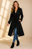 Women's double breasted long trench coat in black