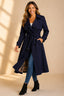 Women's double breasted long trench coat in navy