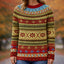 Women's Fair Isle Nordic Pattern Crew Neck Knit Sweater in red