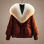 Women's faux fur collar oversized padded jacket in brown