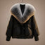 Women's faux fur collar oversized padded jacket in black