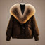 Women's faux fur collar oversized padded jacket in coffee brown