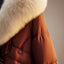 Faux fur collar detail of the padded jacket