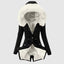 Women's faux fur hood fleece lined parka coat in black with cream fur