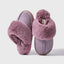 Women's Faux Fur Lined Indoor Winter Slippers with Non-Slip Sole in purple