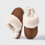 Women's Faux Fur Lined Indoor Winter Slippers with Non-Slip Sole in brown