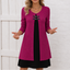 Women's Faux Two Piece Ribbed Dress with Buckle Detail in dark pink