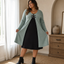 Women's Faux Two Piece Ribbed Dress with Buckle Detail
