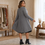 Women's Faux Two Piece Ribbed Dress with Buckle Detail