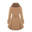 Beige fit and flare coat shown from the side
