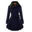 Women's fit and flare wool blend coat in dark blue