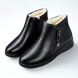 Women's fleece lined side zip winter ankle boots in black