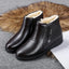 Black winter ankle boots with fleece collar