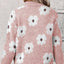 Women's Floral Half-Zip Sweater with Stand Collar
