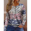 Women's Floral Print Quarter-Zip Long Sleeve Top in beige