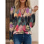 Women's Floral Print Quarter-Zip Long Sleeve Top in pink