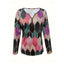 Women's Floral Print Quarter-Zip Long Sleeve Top